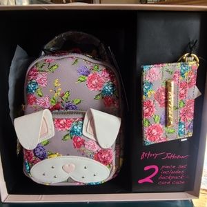 Betsy Johnson 2 Piece Backpack and Card Case NWT